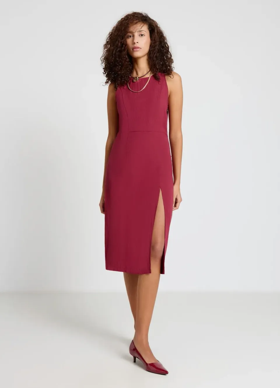 Calliope Atelier robe fourreau midi femme col rond