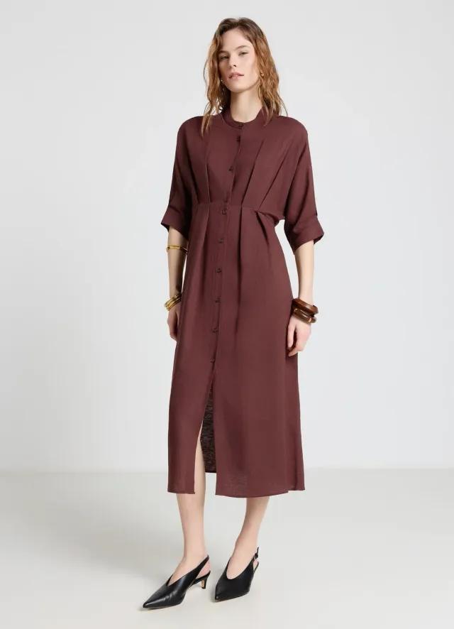 Calliope Atelier robe chemisier col mao 3/4