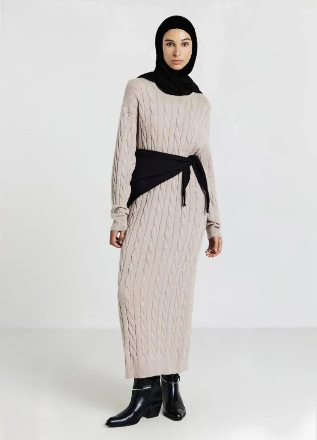 Calliope Robe torsades longue robe femme maille