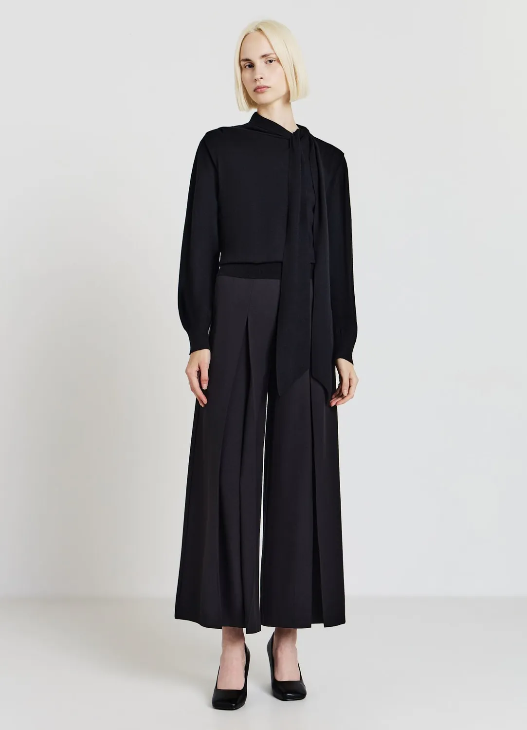 Calliope pantalon large femme uni à plis devant