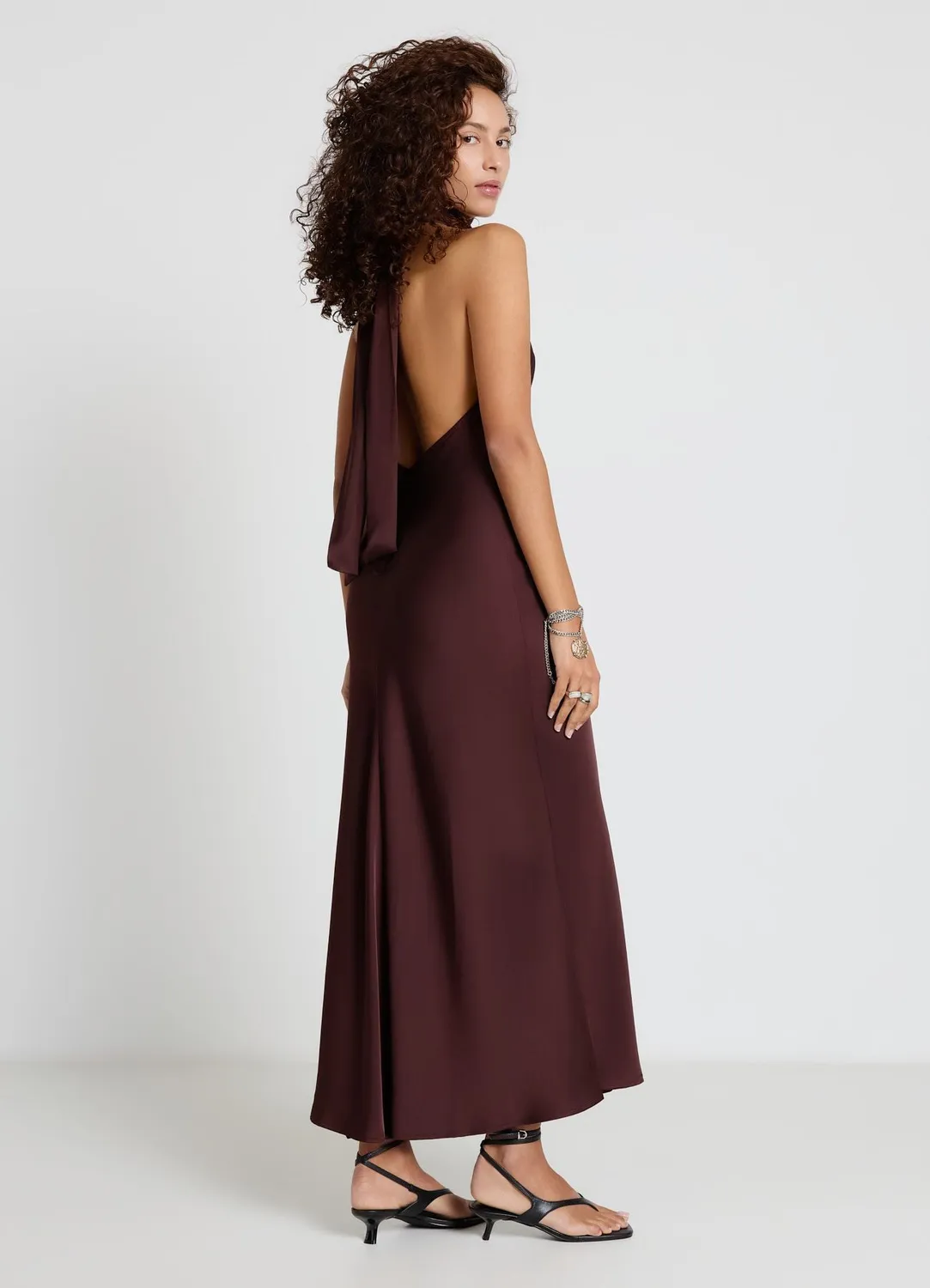 Calliope robe longue femme américaine satin nœud