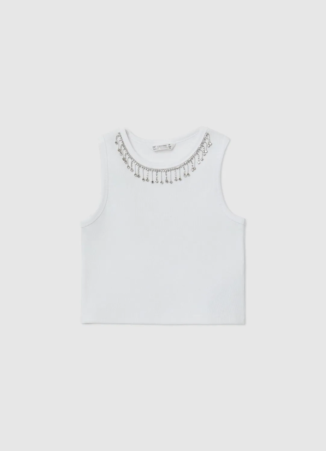 Calliope top côtelé fille strass sans manches