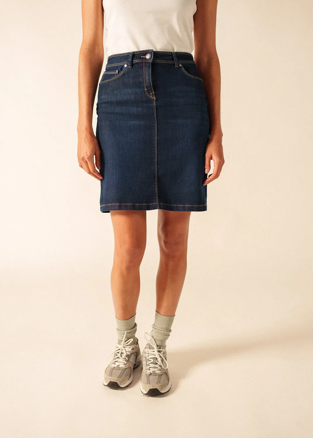 Saint James Elfy jupe jean coupe droite stretch T36-T52