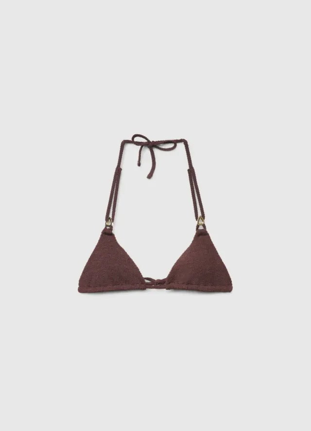 Calliope haut de bikini triangle goffré doré