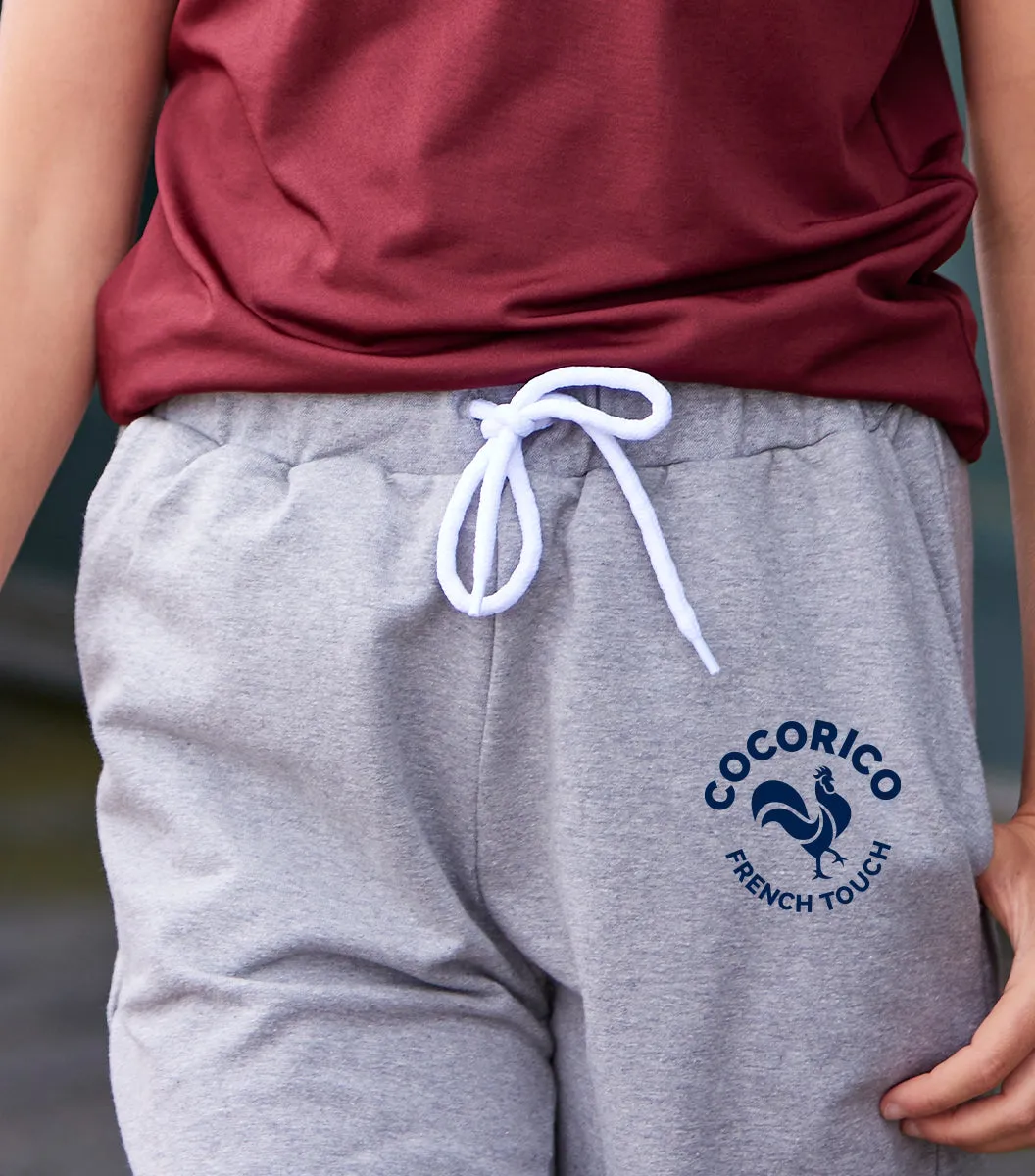 Cocorico Coq Français jogging gris chiné femme coton