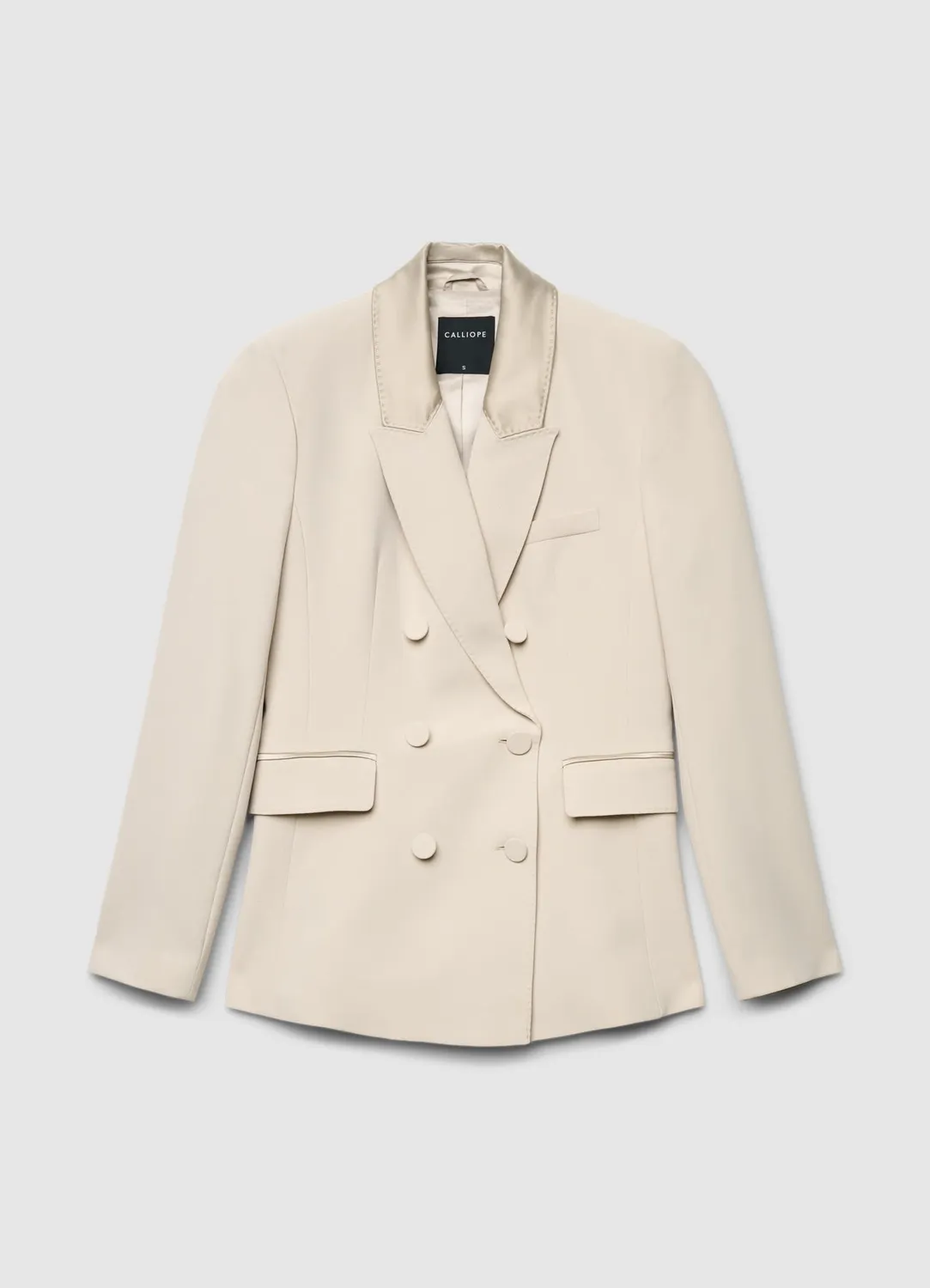 Calliope Veste double boutonnage revers satin femme cérémonie