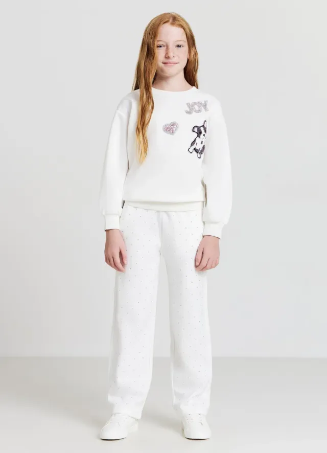 Calliope sweat fille patch brillant 8-9 ans col rond