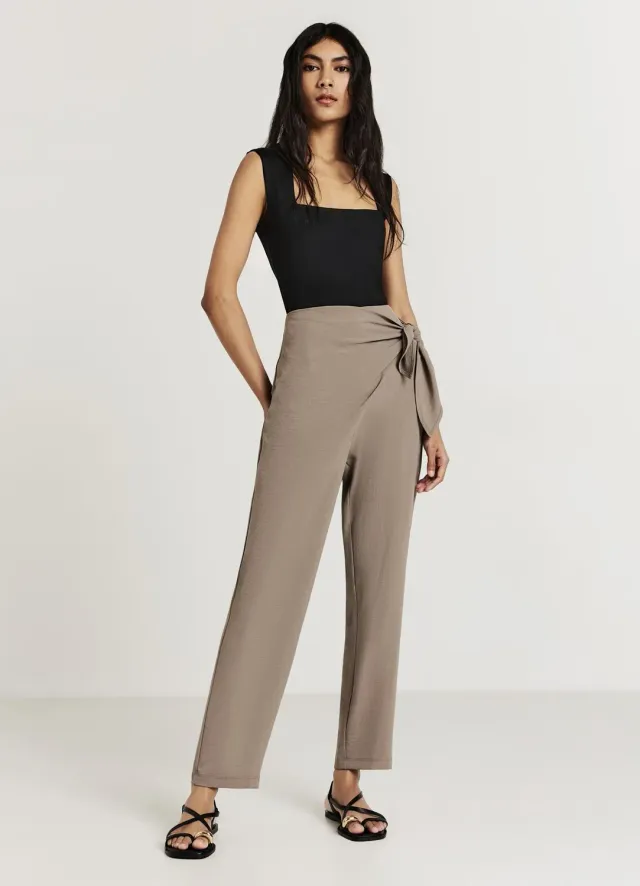 Calliope nœud pantalon femme long uni