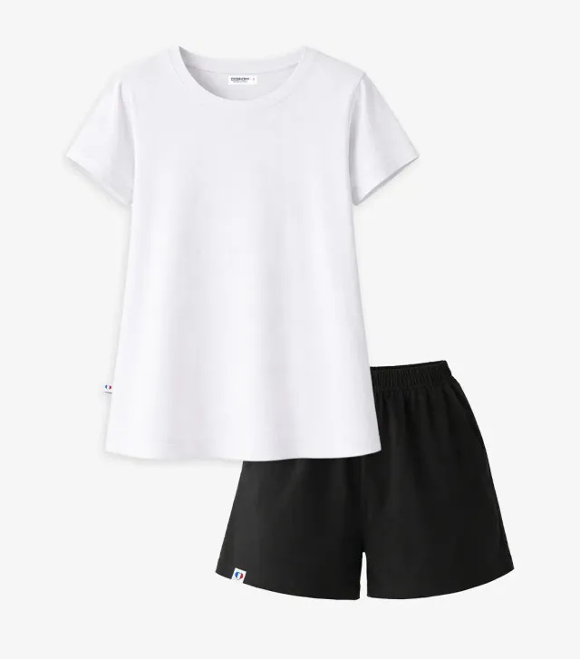 Cocorico Intemporel ensemble pyjama femme Blanc Noir coton