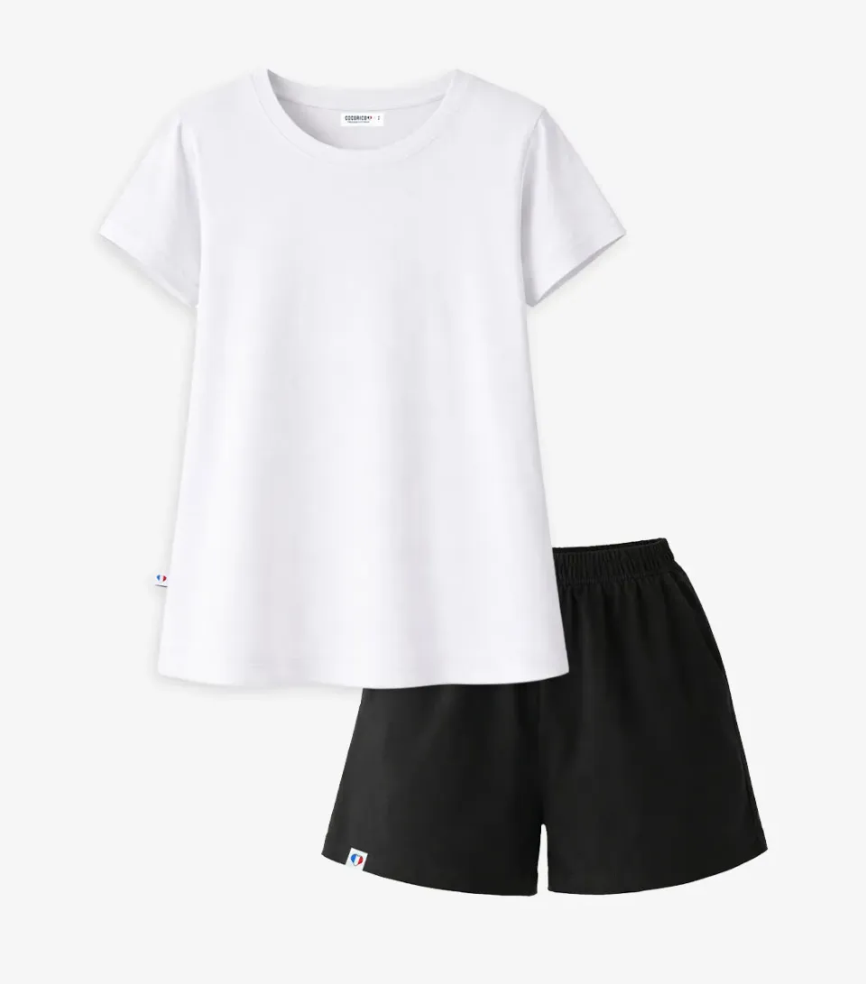 Cocorico Intemporel ensemble pyjama femme Blanc Noir coton