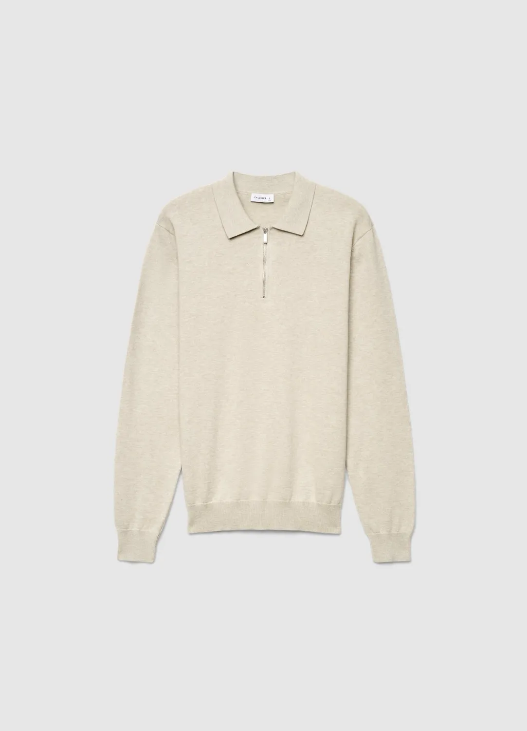 Calliope polo homme manches longues demi-zip uni