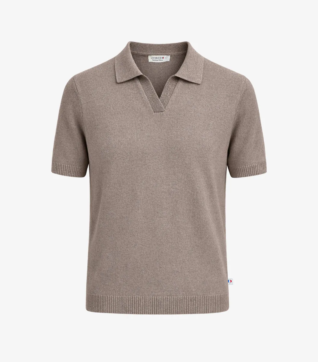 Cocorico Maille Polo Homme Taupe maille fine