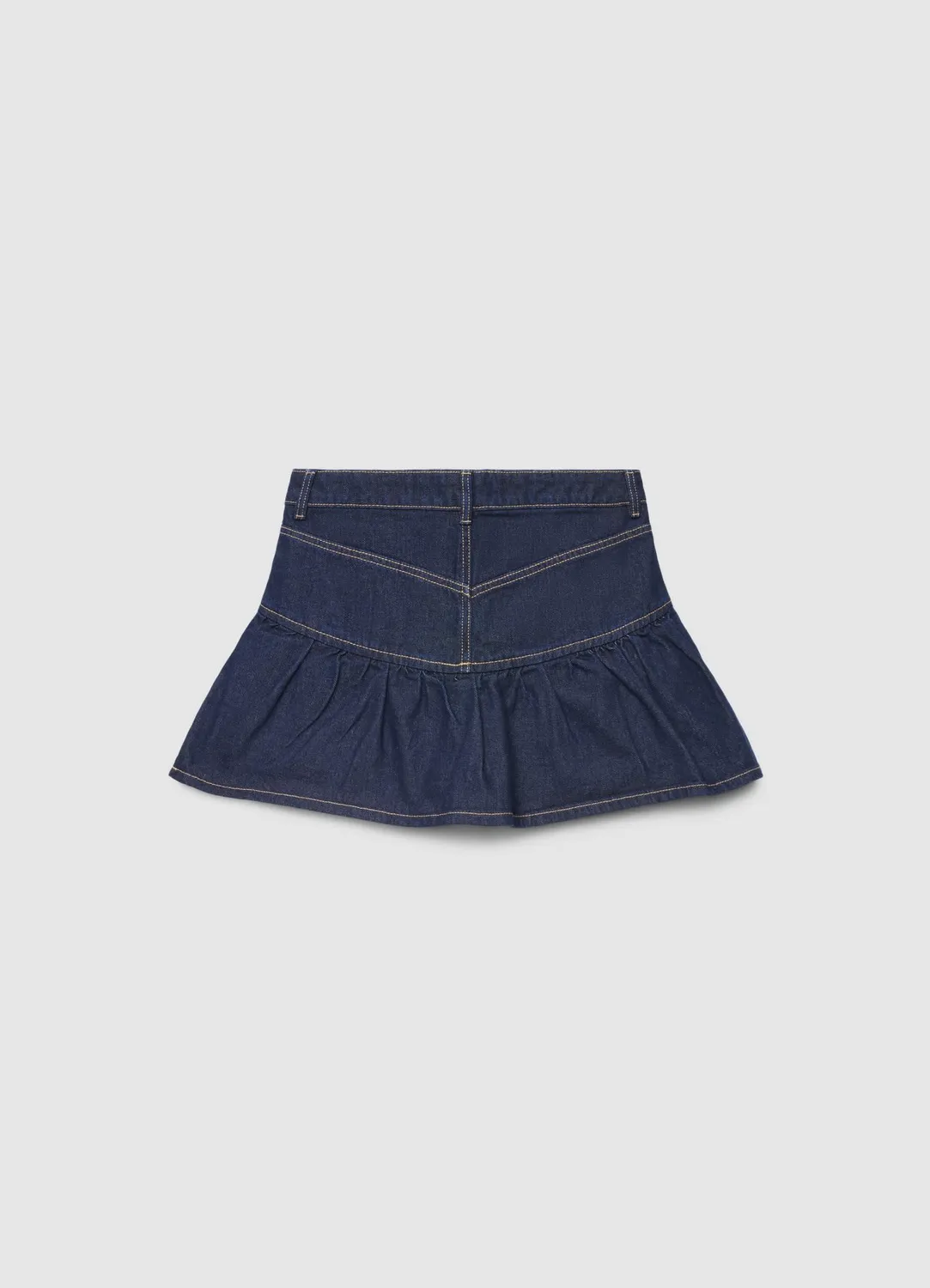 Calliope Jupe-short femme denim à volant taille haute