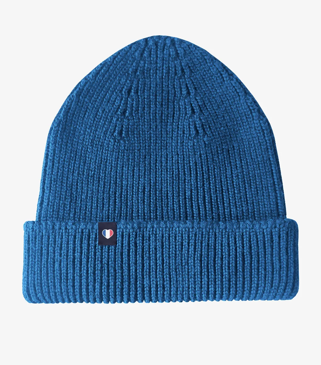 Cocorico Bonnet Homme Bleu Laine Mérinos