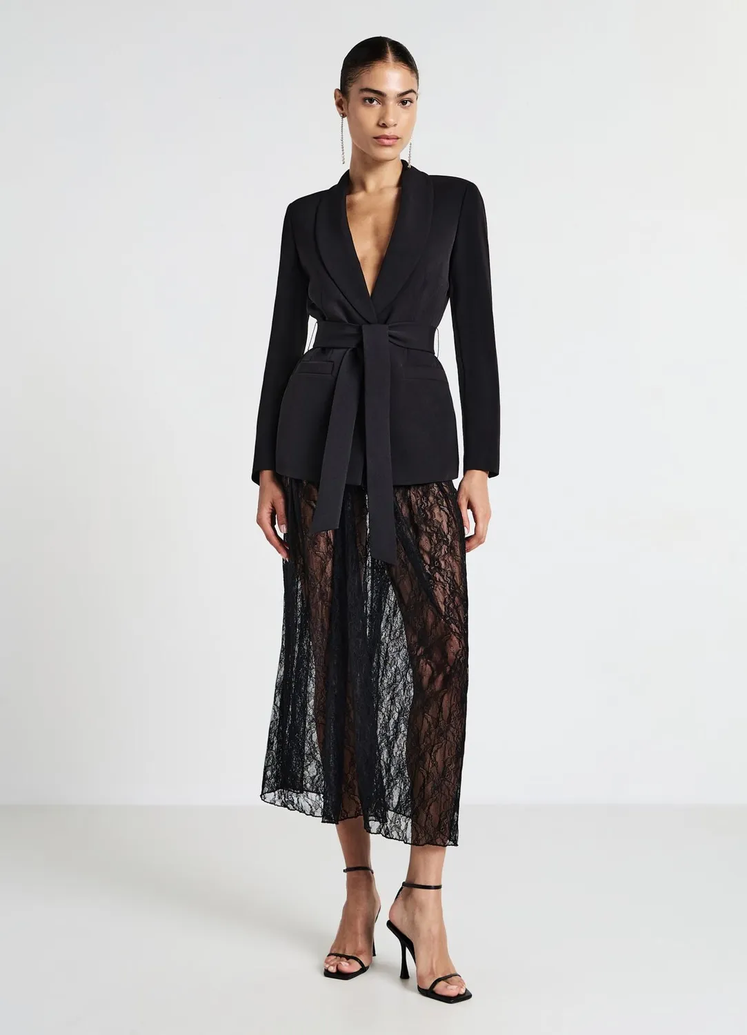Calliope veste ceinturée femme col châle unie