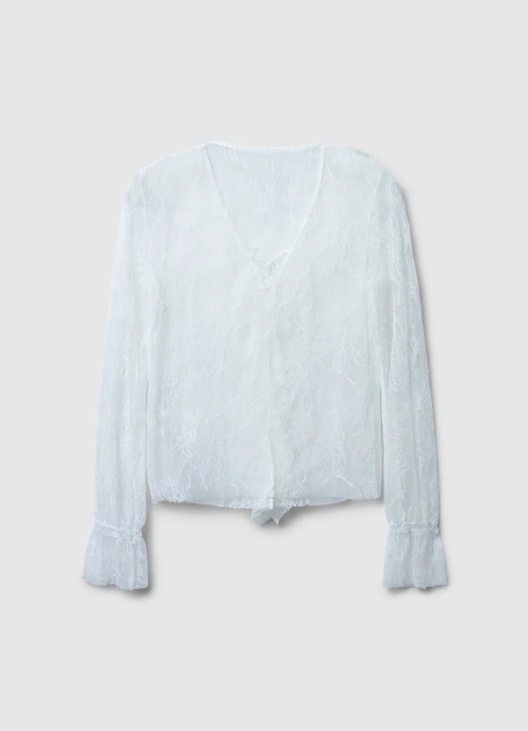 Calliope jabot t-shirt dentelle femme manches longues