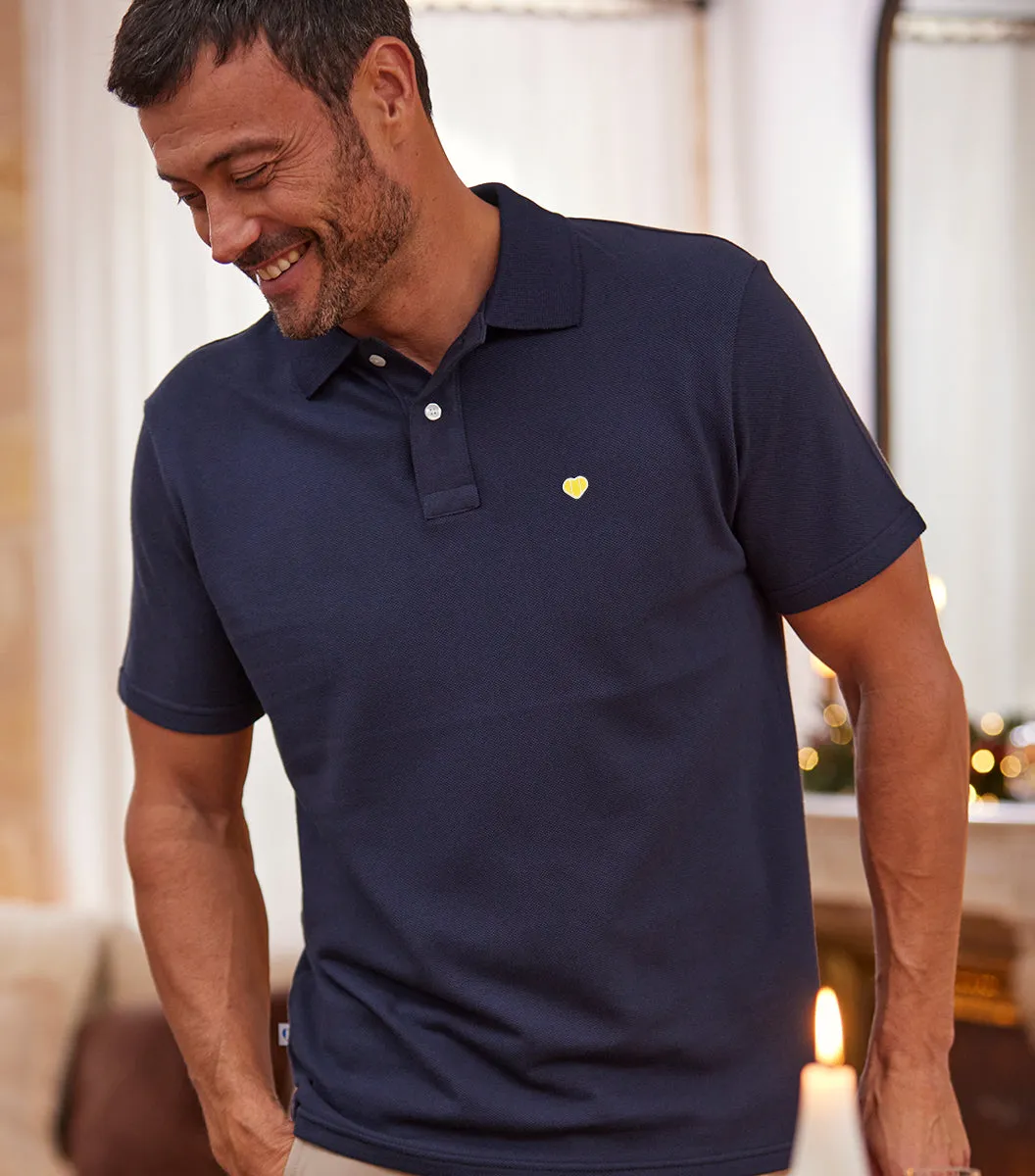 Cocorico Le Coeur polo homme marine coton