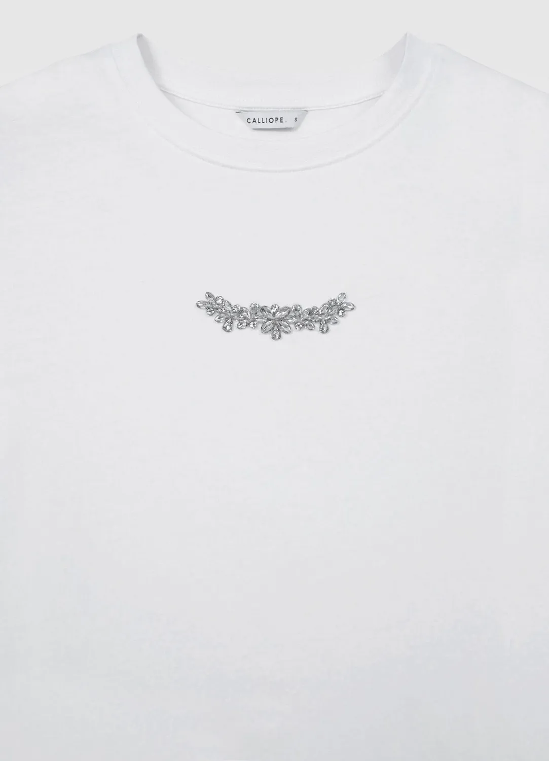 Calliope t-shirt coton strass femme col rond