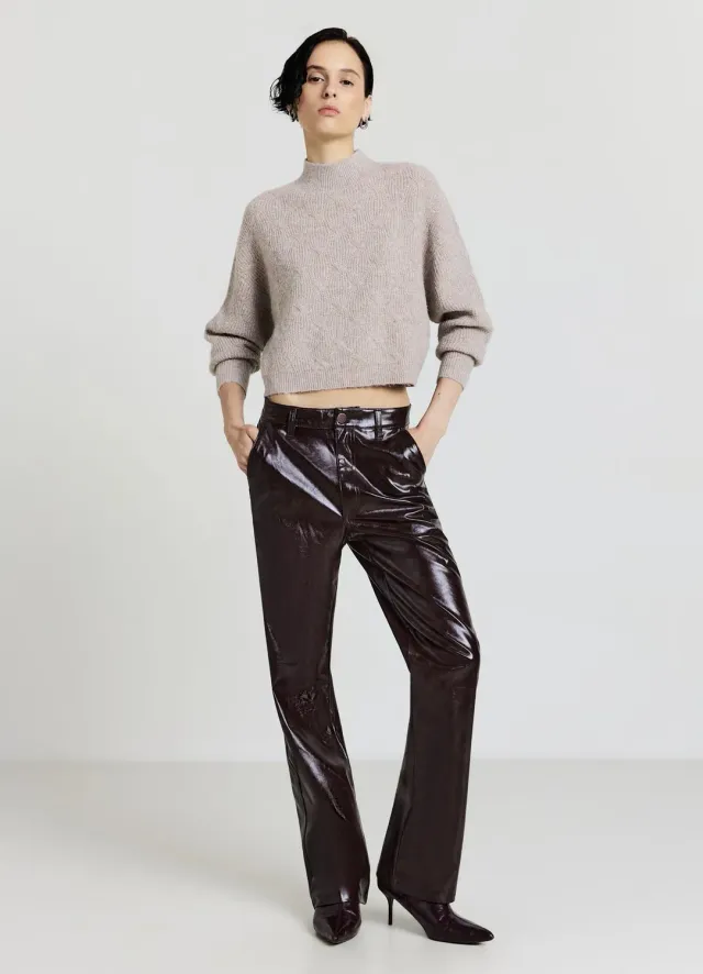 Calliope pull torsadé femme col haut manches longues