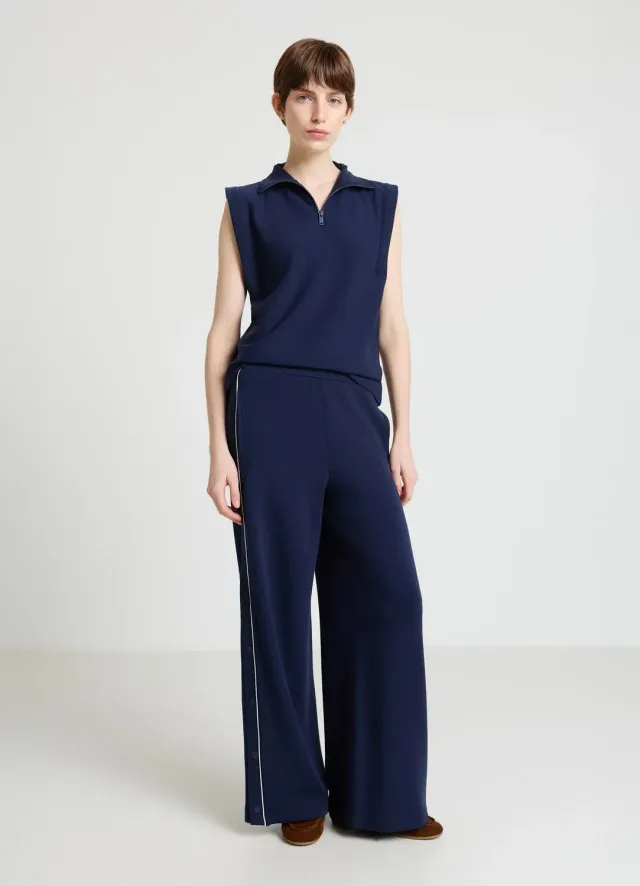Calliope pantalon palazzo boutons lateraux TU coupe large