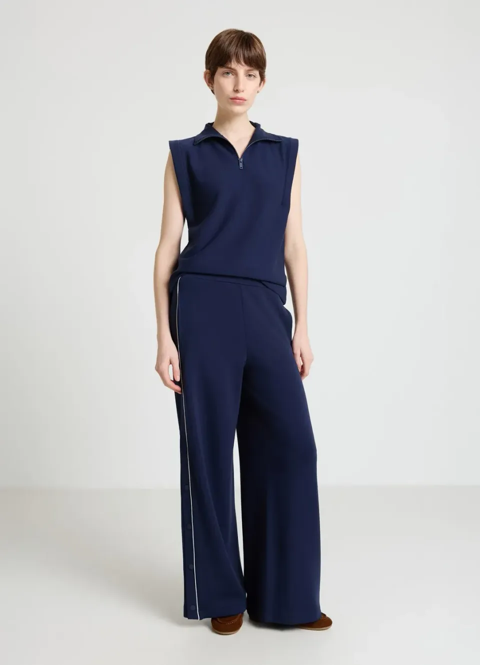 Calliope pantalon palazzo boutons lateraux TU coupe large
