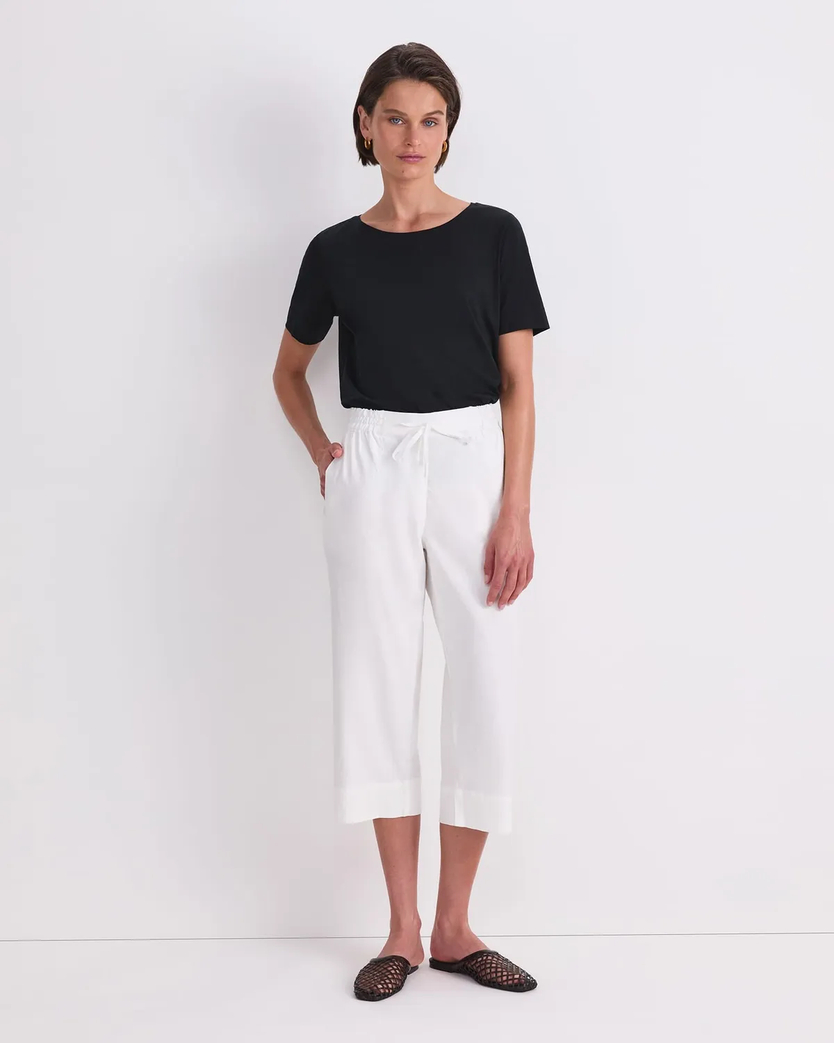 SPORTSCRAFT Rosa Crop pantalon lin femme taille élastique
