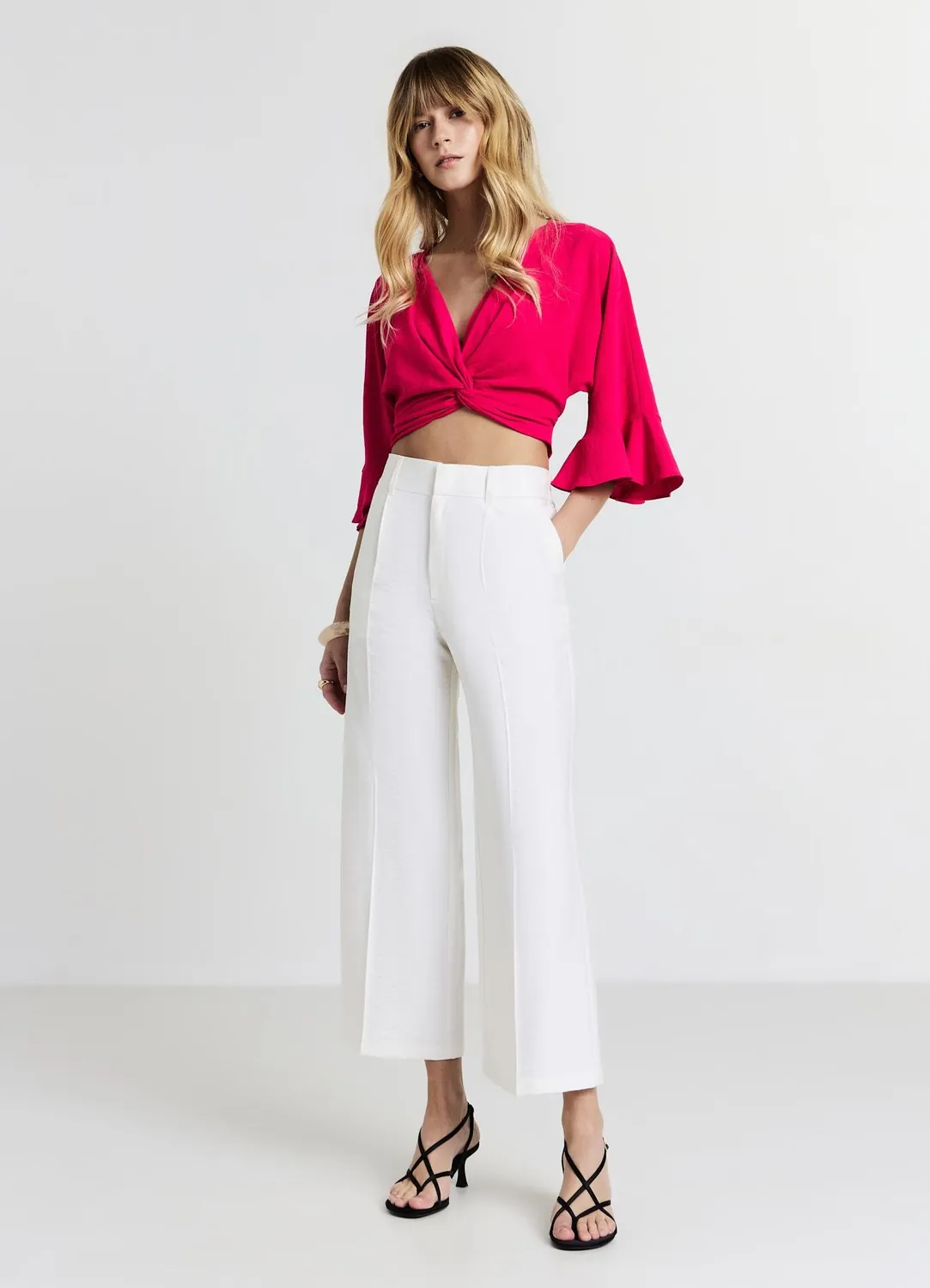Calliope chemisier volants femme crêpe manches longues