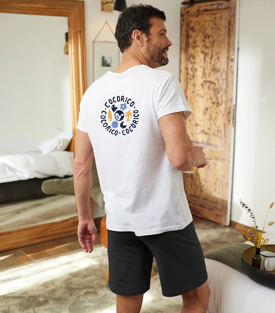 Cocorico Voyage ensemble pyjama homme blanc noir coton