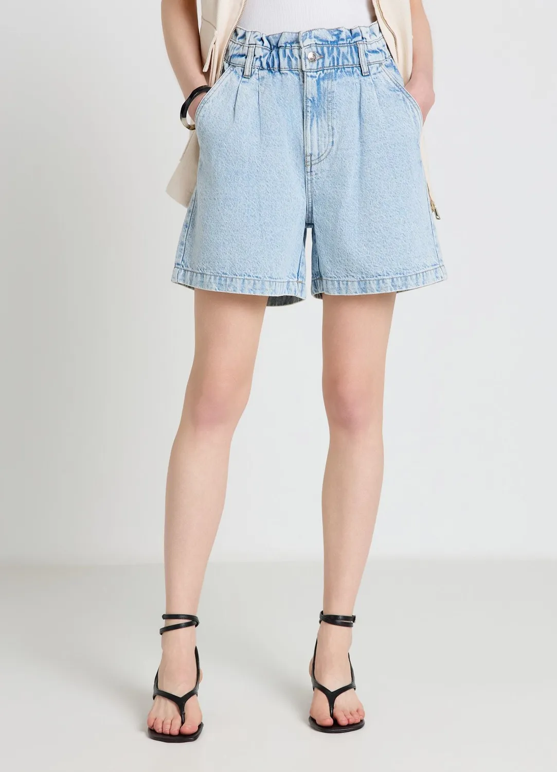 Calliope Short jean paperbag femme taille haute