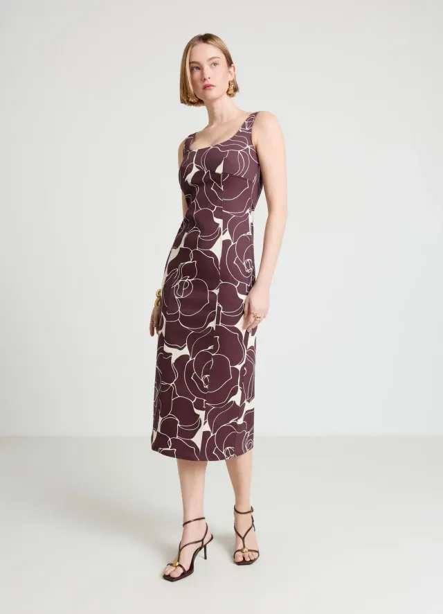 Calliope Atelier robe fourreau femme fleurs midi