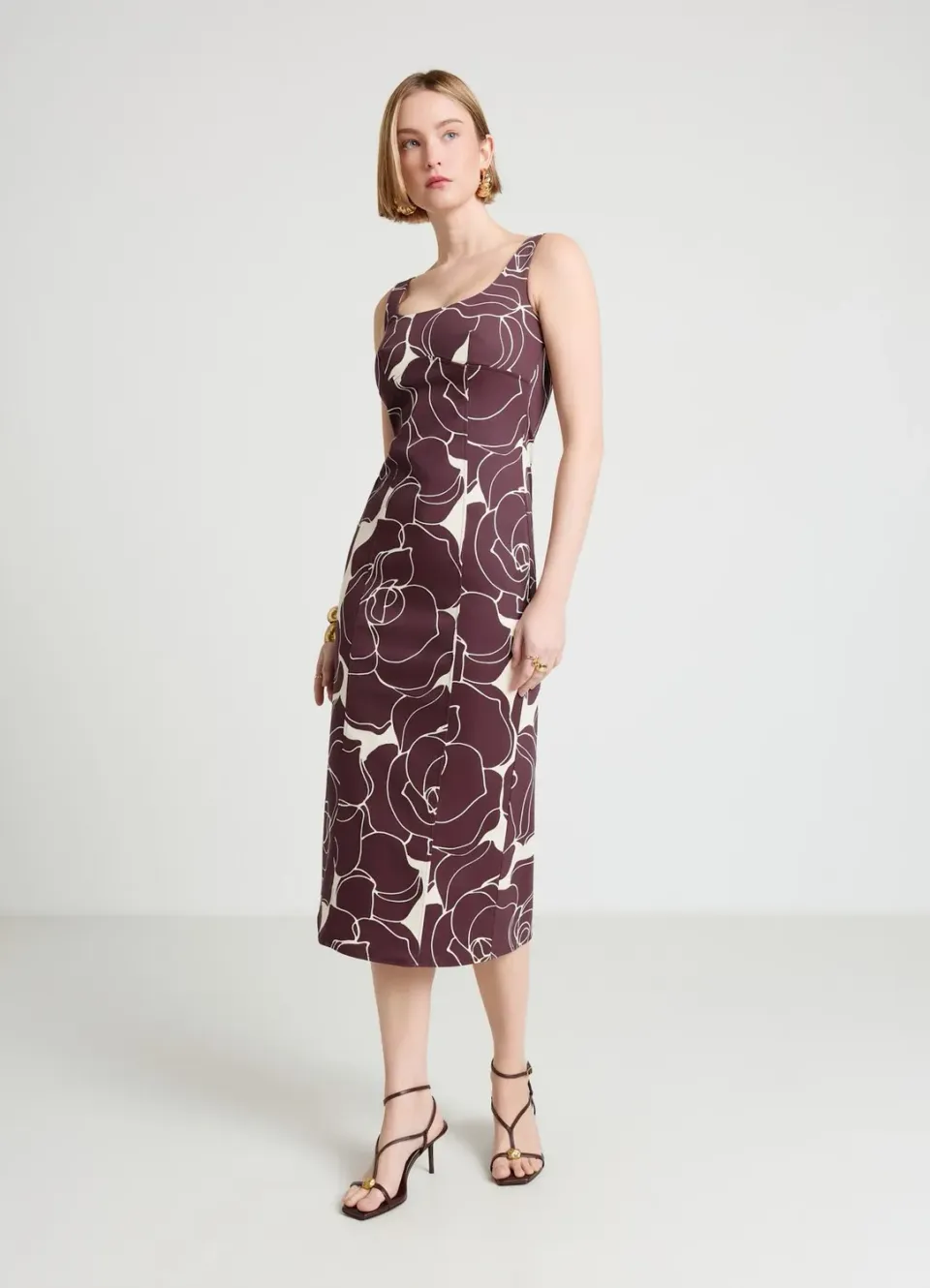 Calliope Atelier robe fourreau femme fleurs midi