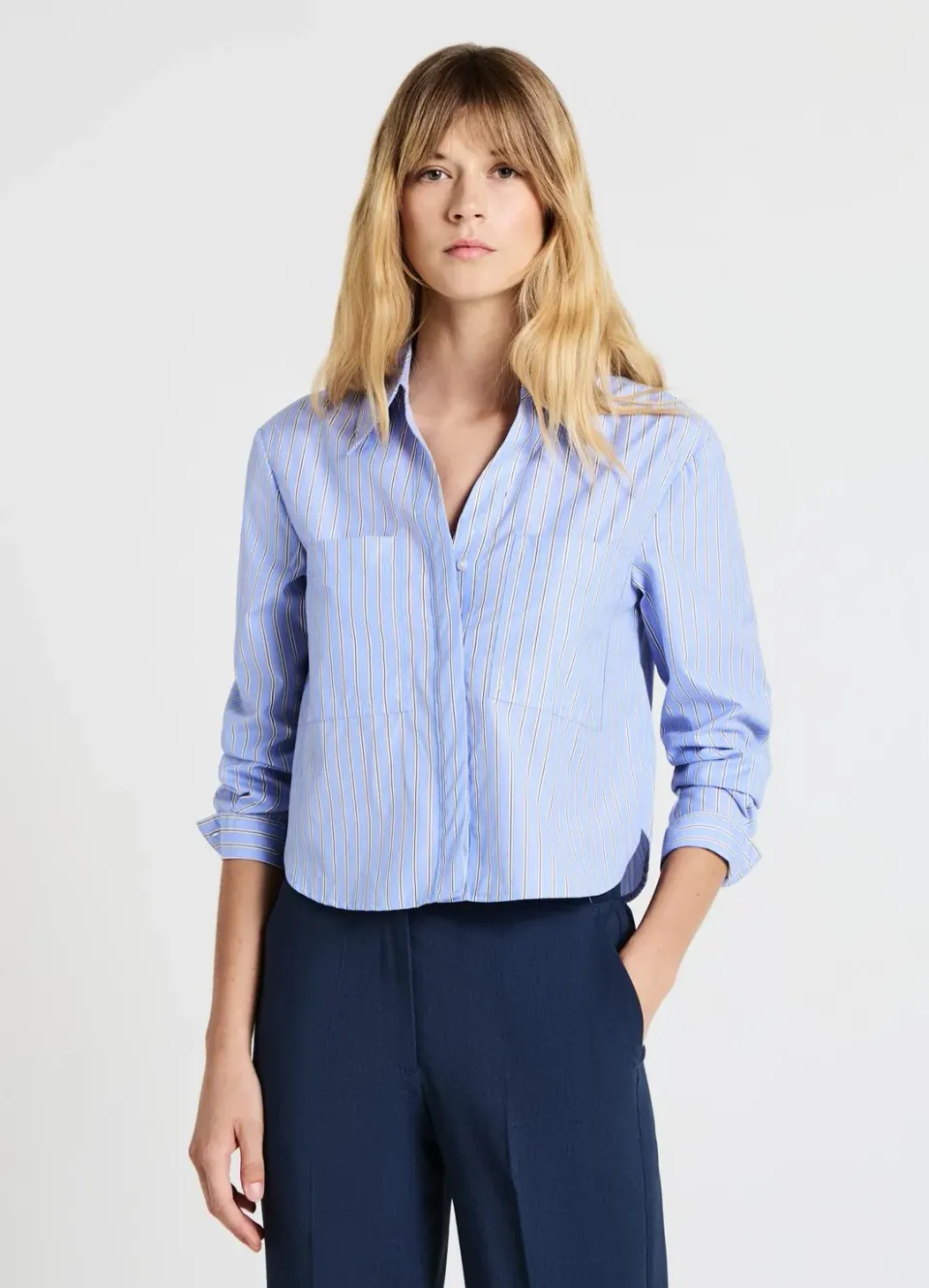 Calliope chemise crop femme rayée coton