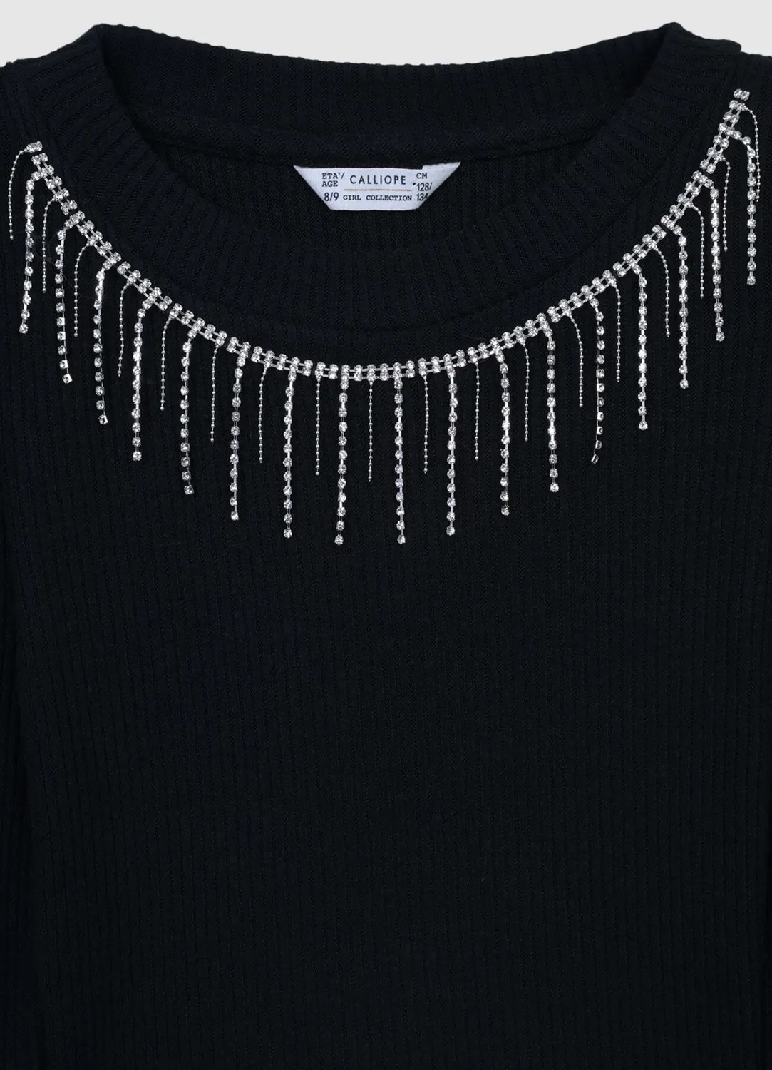 Calliope maille fille col bijou manches longues unie