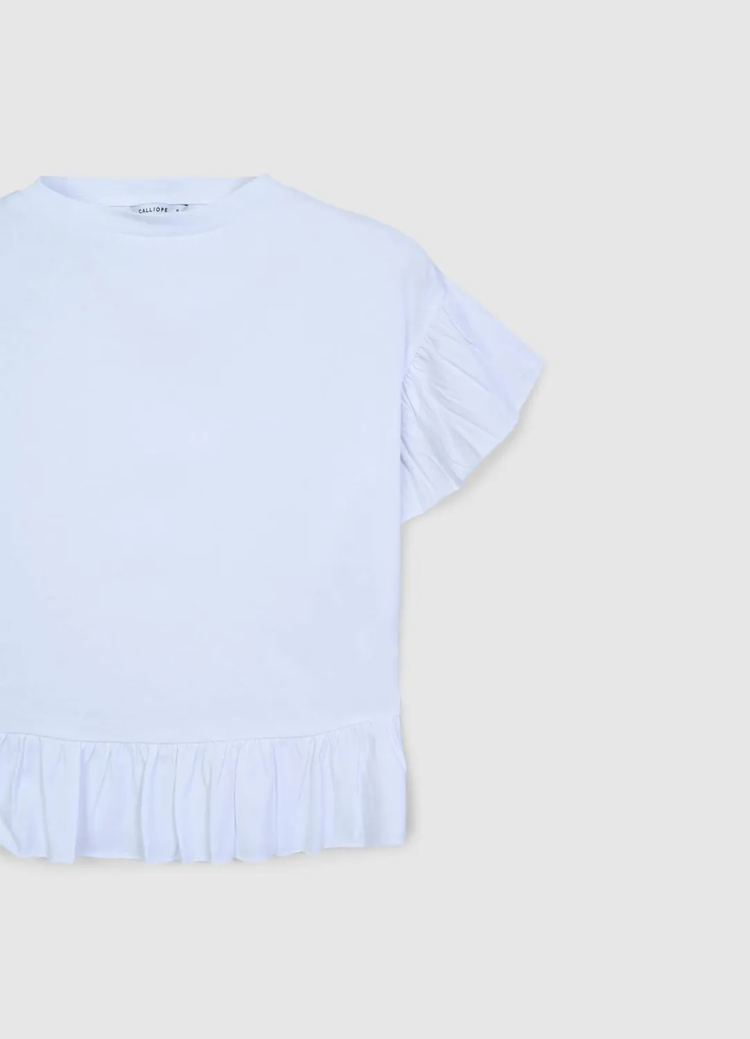 Calliope T-shirt volants coton femme col rond