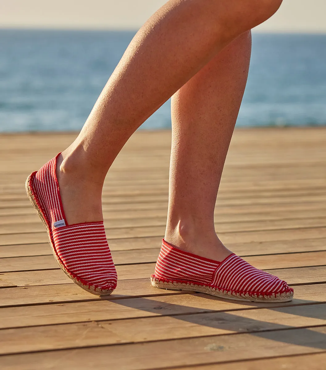 Cocorico Rayé Fine Rouge espadrille femme toile coton