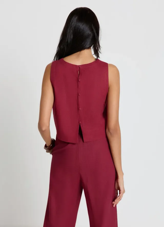 Calliope Top court boutons dos top femme uni