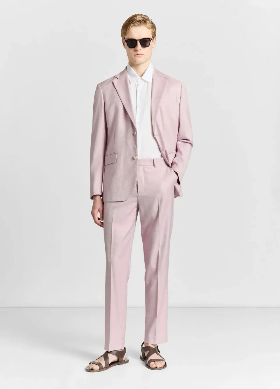 Calliope pantalon tailleur homme uni pli central bureau