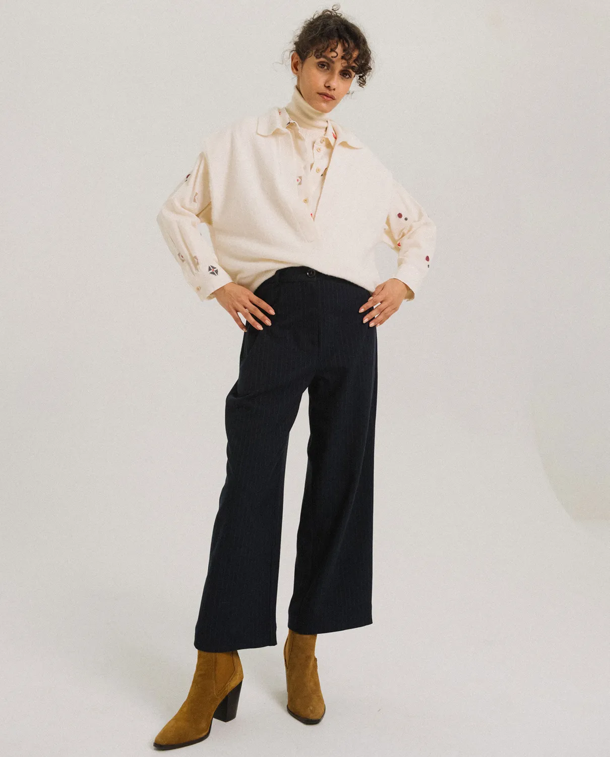 Tinsels Uxue Neige pull polo sans manches laine