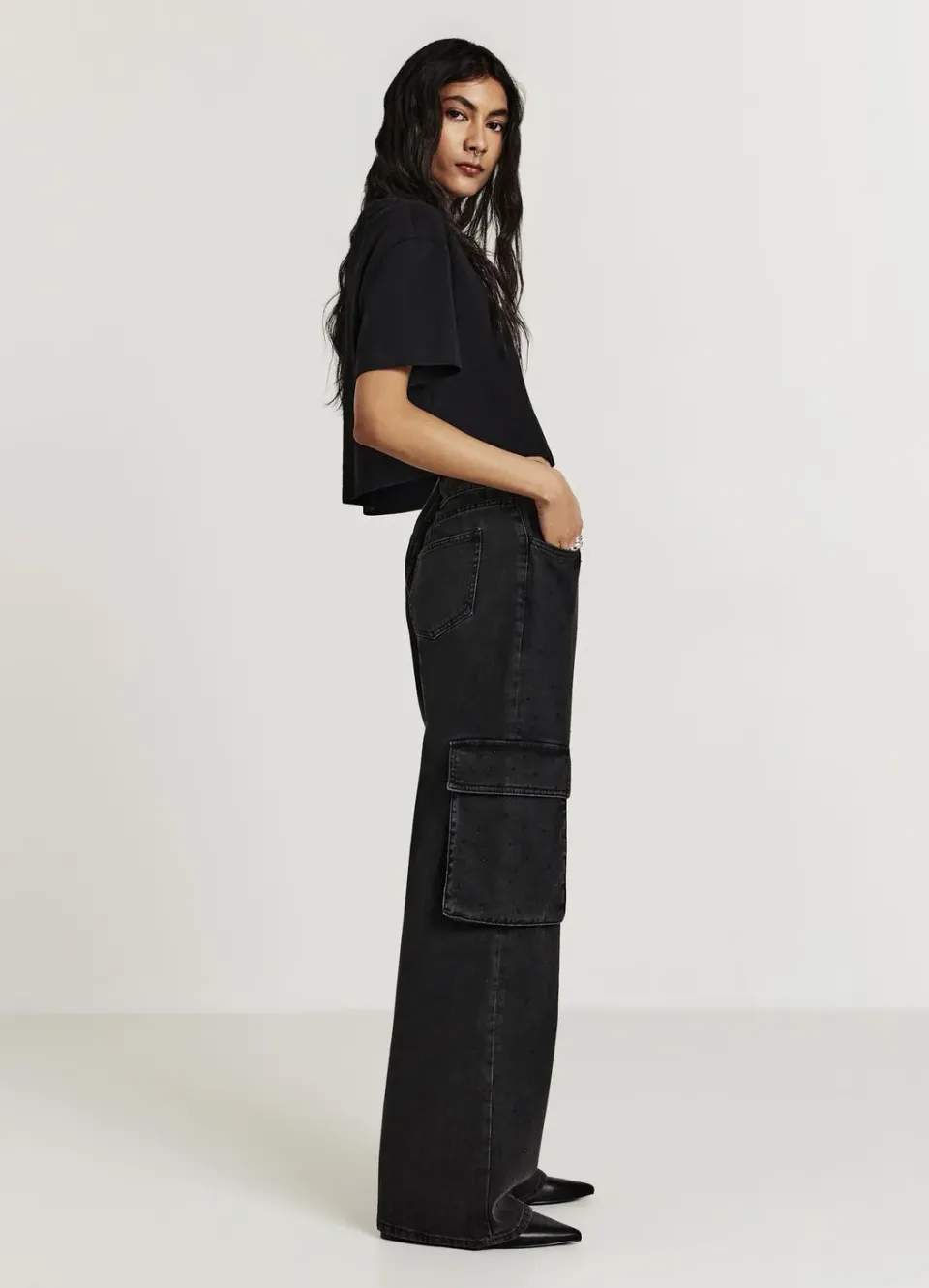 Calliope jean cargo strass femme regular