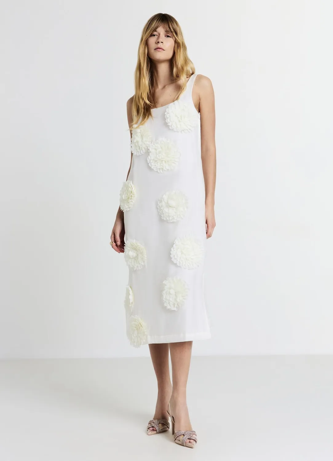 Calliope robe longue fleurs appliquées femme bretelles