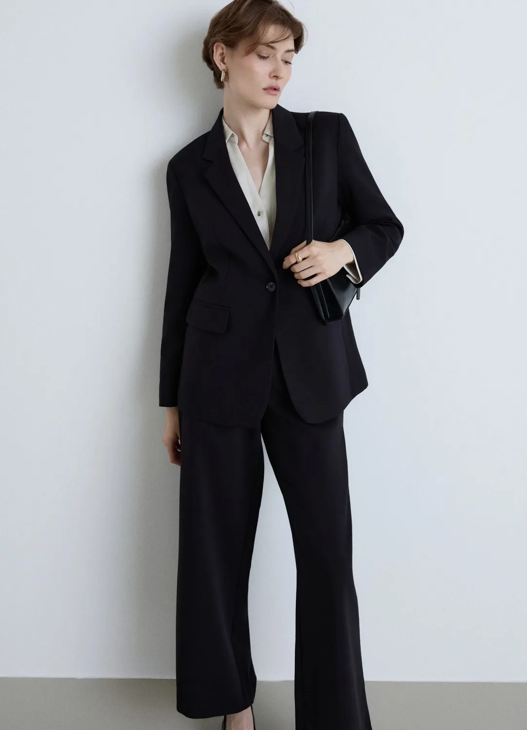 Calliope blazer uni femme un bouton épaules larges