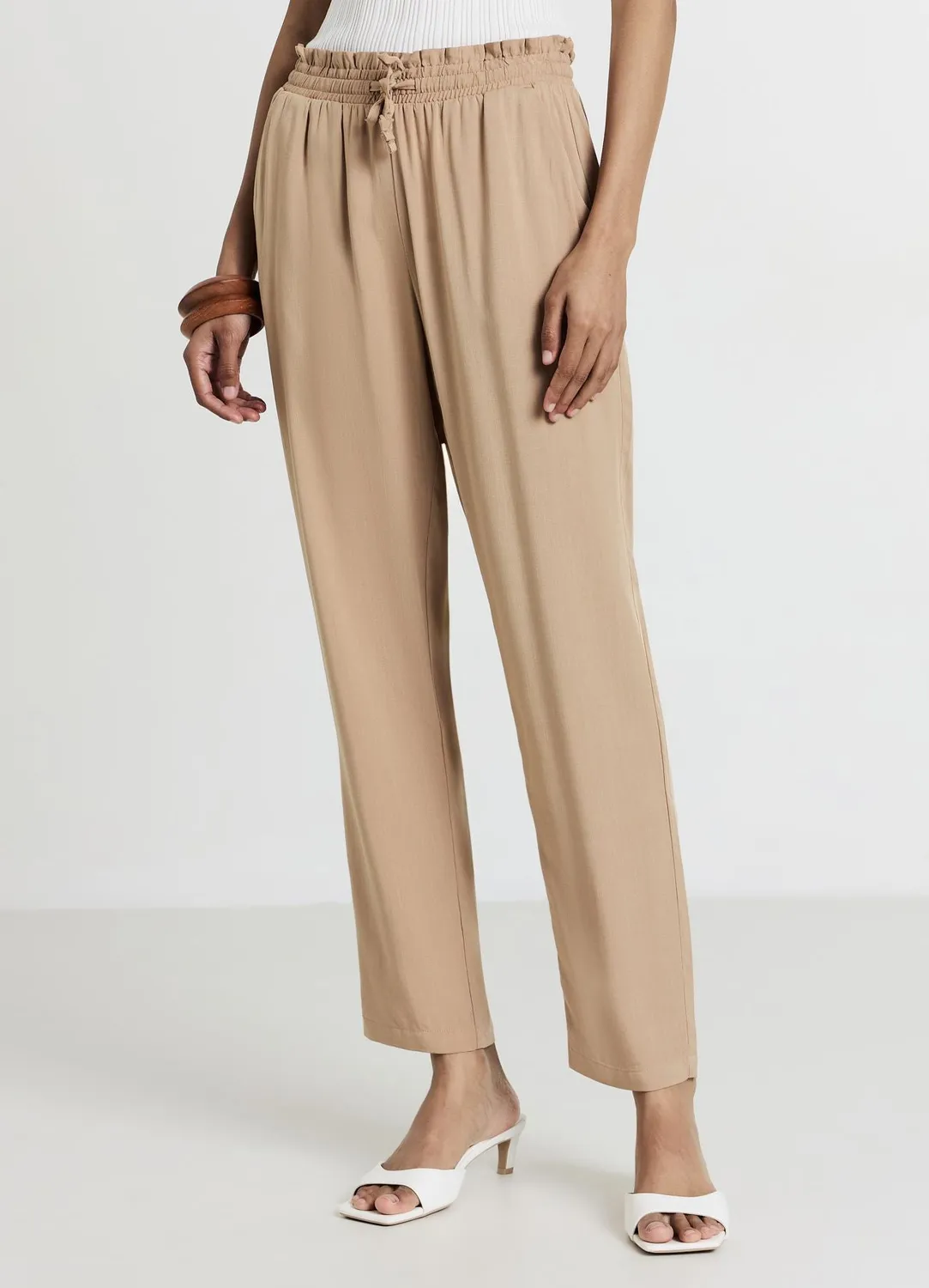 Calliope pantalon long femme uni à cordon