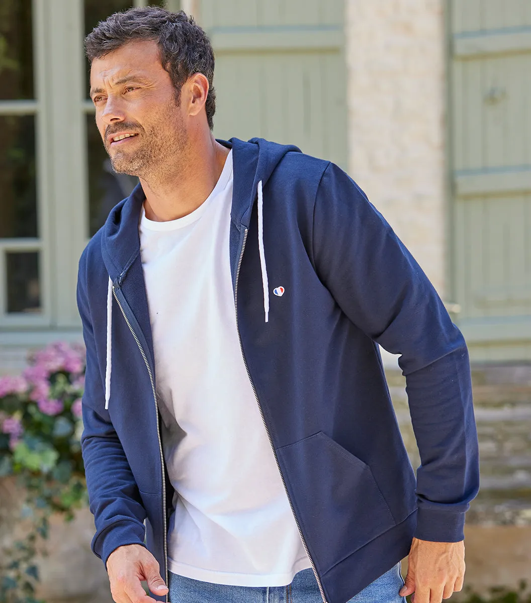 Cocorico Iconique sweat zippé homme marine coton