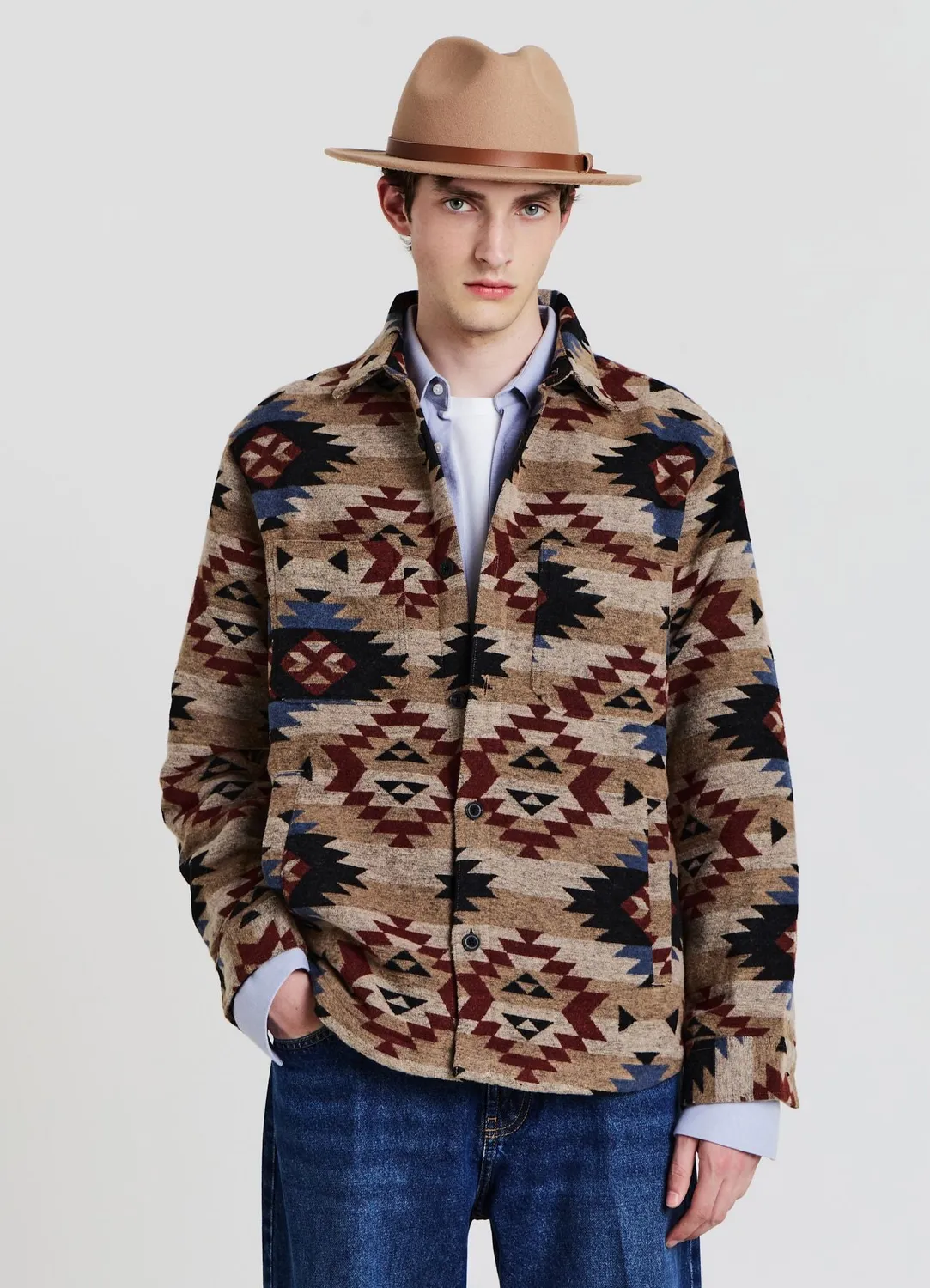 Calliope surchemise homme motif navajo à boutons