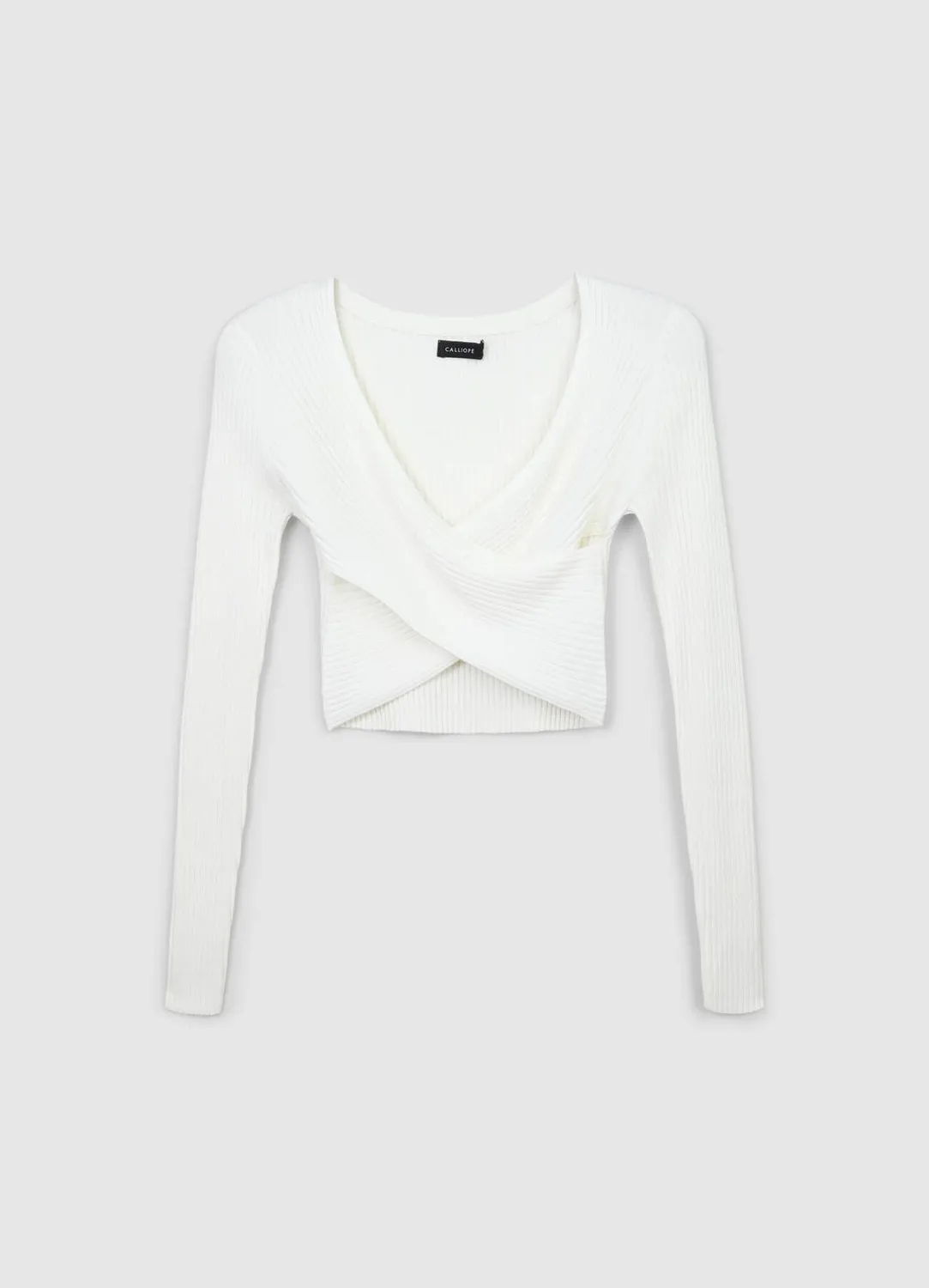 Calliope Maglia Incrociata top côtes femme S col V