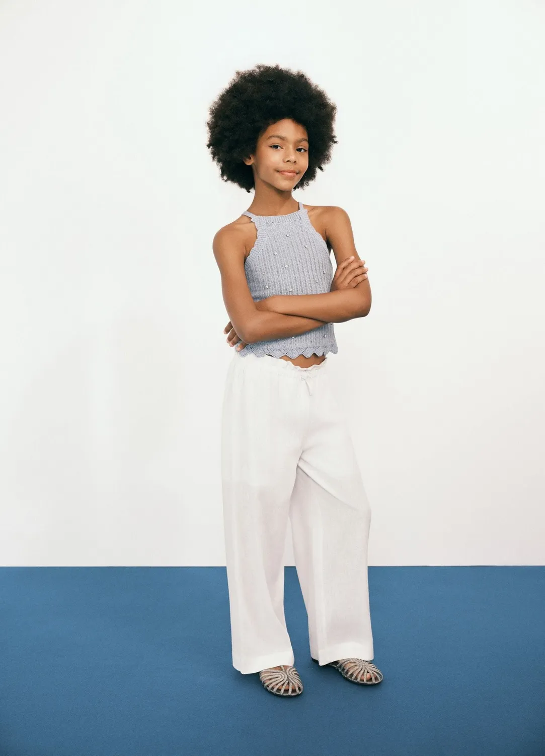 Calliope top crochet fille strass dos croisé