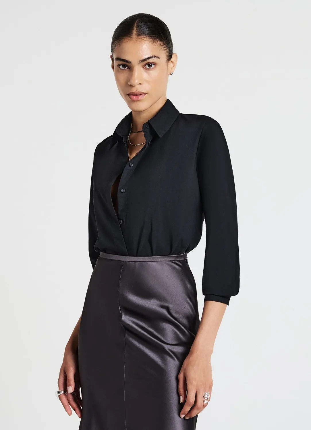 Calliope body chemisier femme uni manches longues