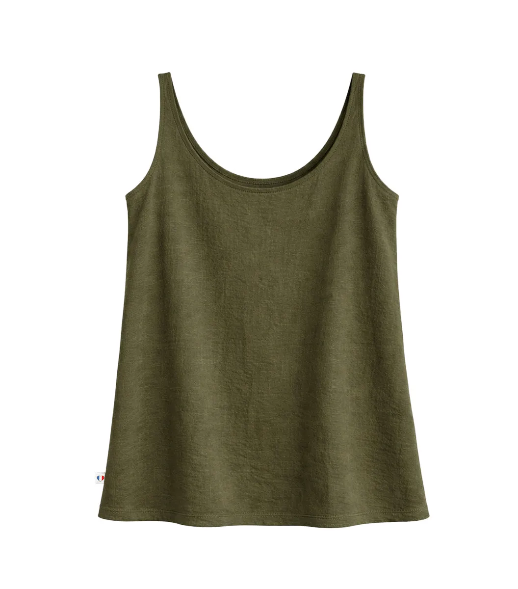 Cocorico Intemporel débardeur lin femme kaki 100% lin