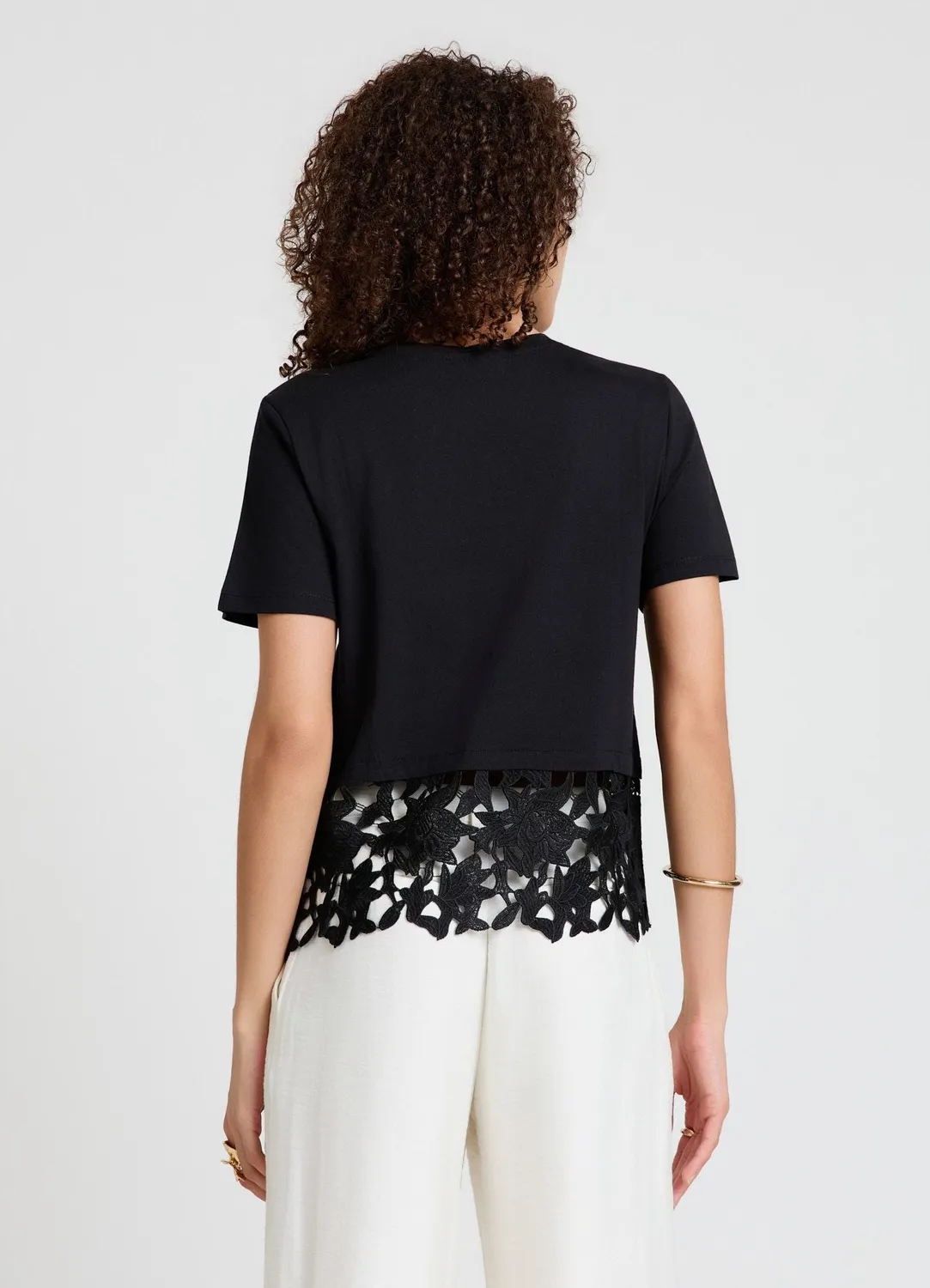 Calliope t-shirt femme fond dentelle sangallo