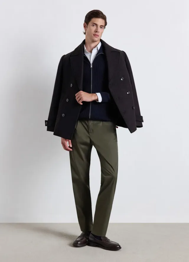 Calliope cardigan zippé homme col montant côtelé
